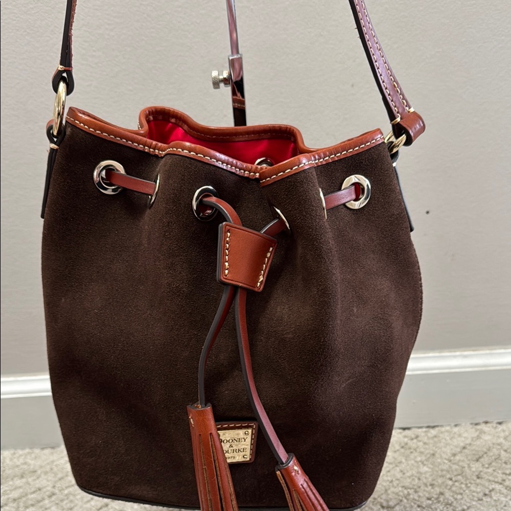 Dooney & Bourke Brown Suede Bucket Bag